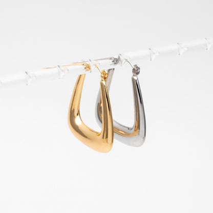 4pcs Gold/ Silver Tone U-Shaped Hoop Earrings, 18K Gold/ Rhodium plated Brass, Huggie Earrings, Minimalist Earrings (GB-4588)