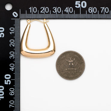 4pcs Gold/ Silver Tone U-Shaped Hoop Earrings, 18K Gold/ Rhodium plated Brass, Huggie Earrings, Minimalist Earrings (GB-4588)