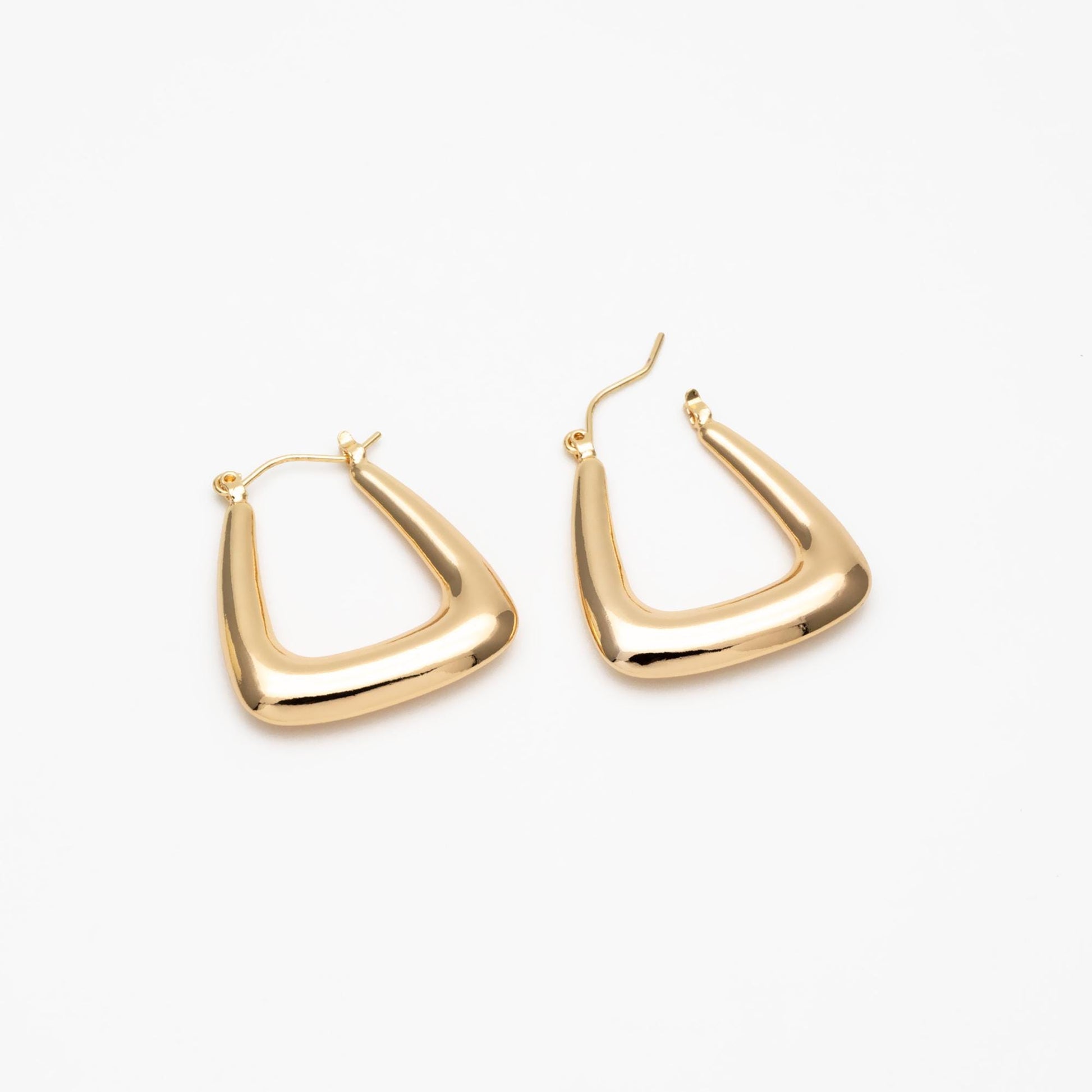 4pcs Gold/ Silver Tone U-Shaped Hoop Earrings, 18K Gold/ Rhodium plated Brass, Huggie Earrings, Minimalist Earrings (GB-4588)