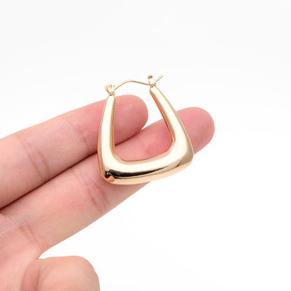 4pcs Gold/ Silver Tone U-Shaped Hoop Earrings, 18K Gold/ Rhodium plated Brass, Huggie Earrings, Minimalist Earrings (GB-4588)