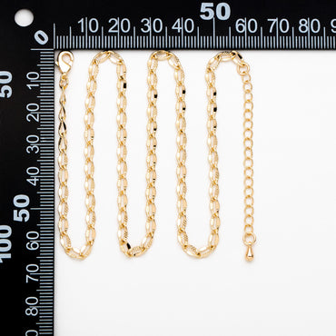 Gold Oval Link Chains 3mm, Finished Bracelet/ Anklet/ Necklace with Extender Chain, Ready to Wear (#LK-283)