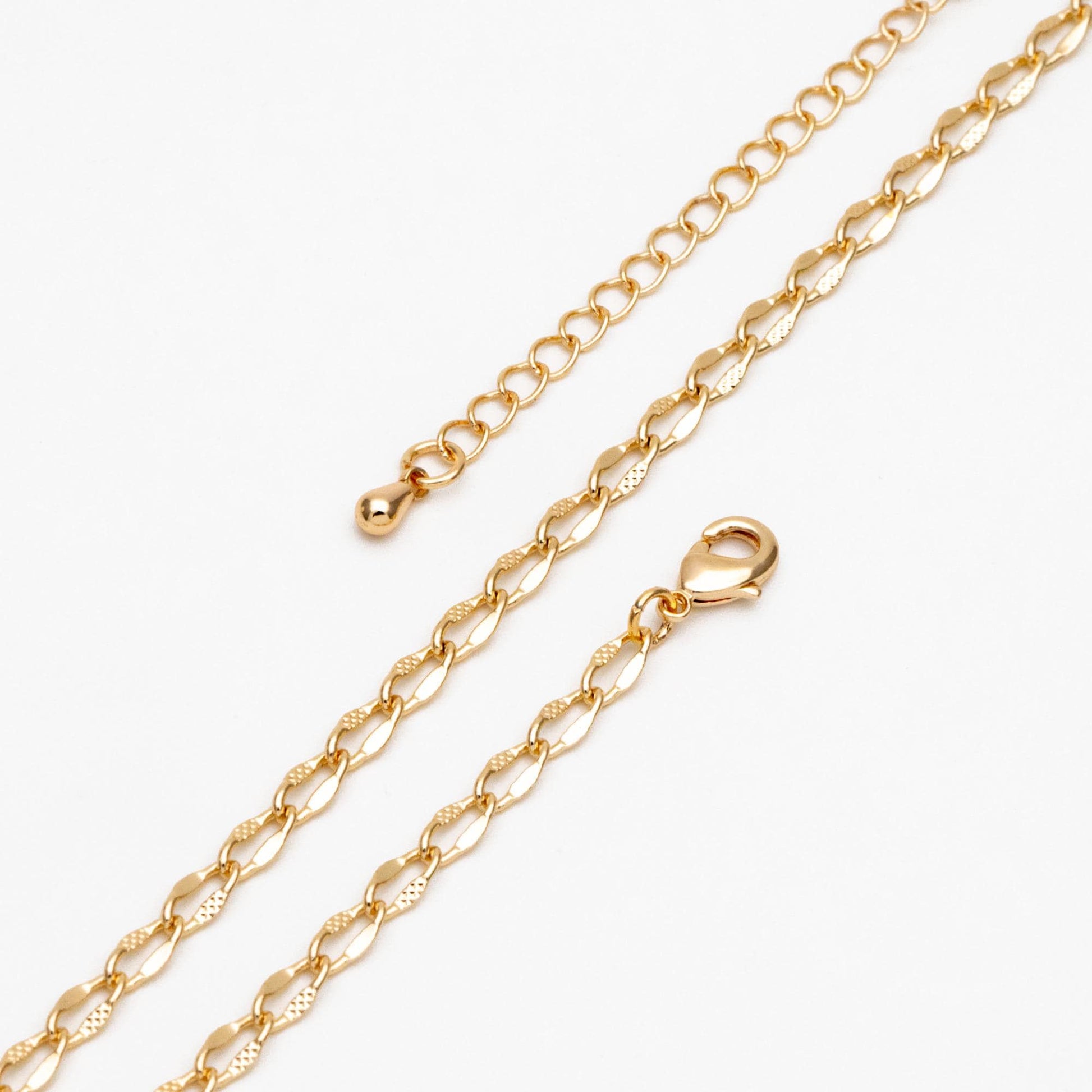 Gold Oval Link Chains 3mm, Finished Bracelet/ Anklet/ Necklace with Extender Chain, Ready to Wear (#LK-283)