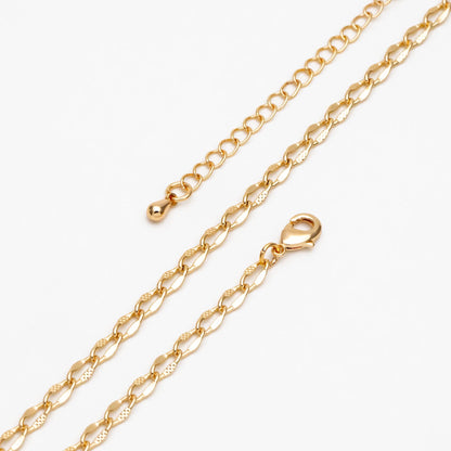 Gold Oval Link Chains 3mm, Finished Bracelet/ Anklet/ Necklace with Extender Chain, Ready to Wear (#LK-283)