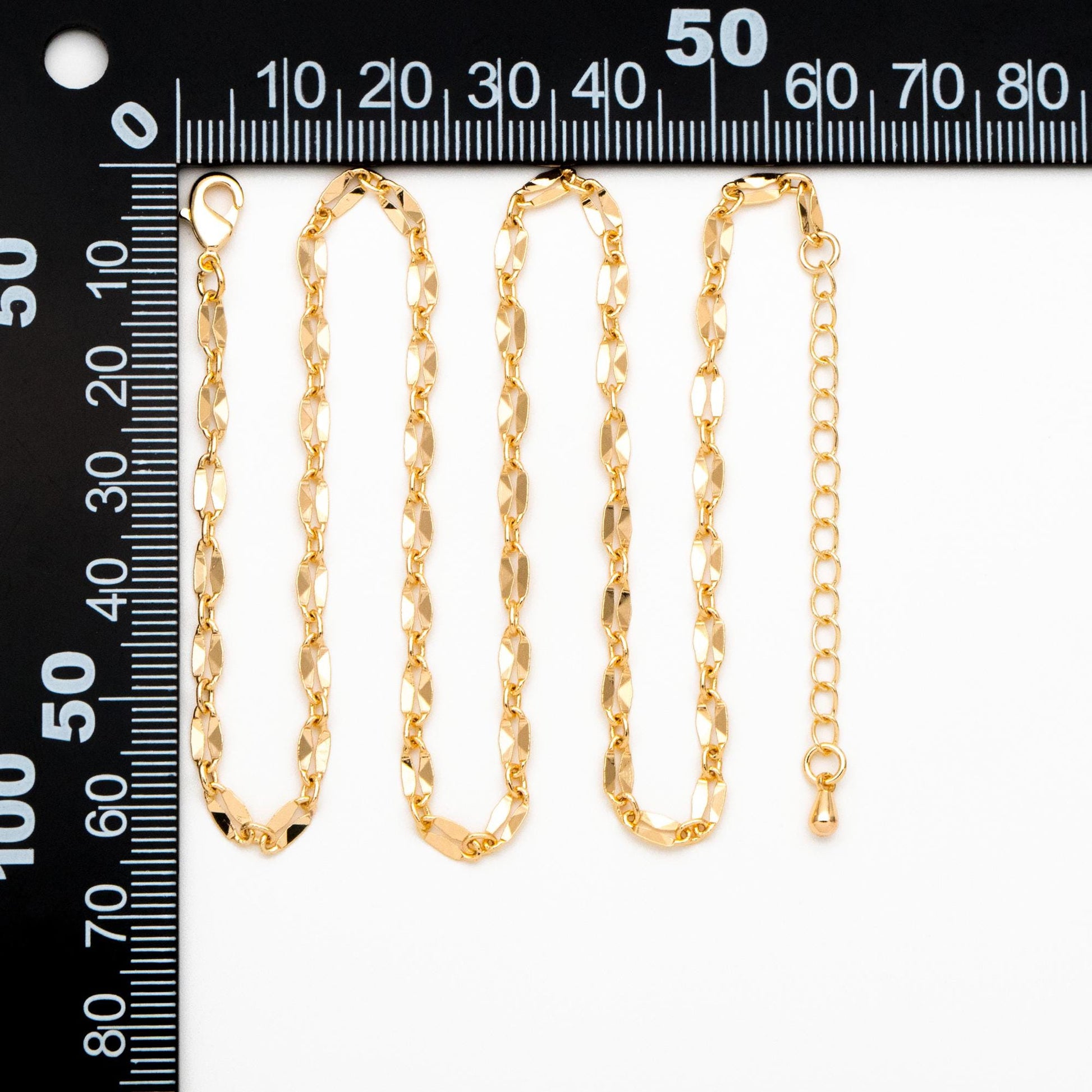 Gold Double Bar Linked Chains, Finished Bracelet/ Anklet/ Necklace with Extender Chain, Ready to Wear (#LK-284)
