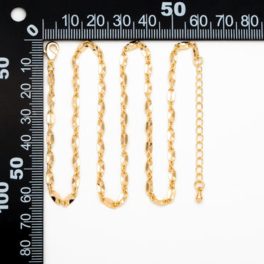 Gold Double Bar Linked Chains, Finished Bracelet/ Anklet/ Necklace with Extender Chain, Ready to Wear (#LK-284)