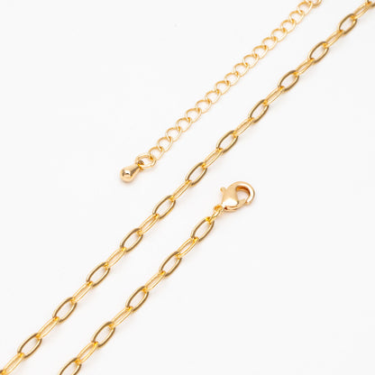 Gold/ Silver Oval Cable Chains 3mm, Finished Bracelet/ Anklet/ Necklace with Extender Chain, Ready to Wear (#LK-287-3)