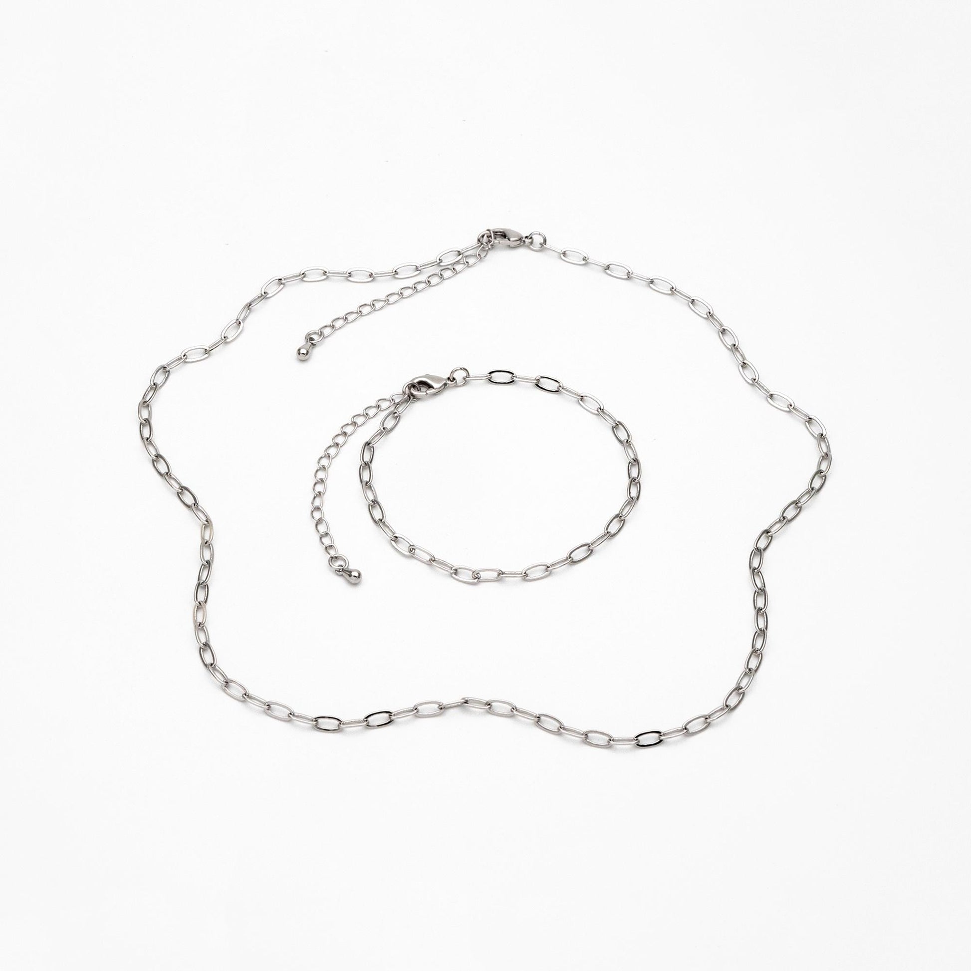 Gold/ Silver Oval Cable Chains 3mm, Finished Bracelet/ Anklet/ Necklace with Extender Chain, Ready to Wear (#LK-287-3)