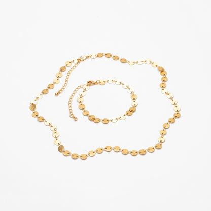 Gold Round Disc Chains 6mm, Finished Bracelet/ Anklet/ Necklace with Extender, Ready to Wear (#LK-318)