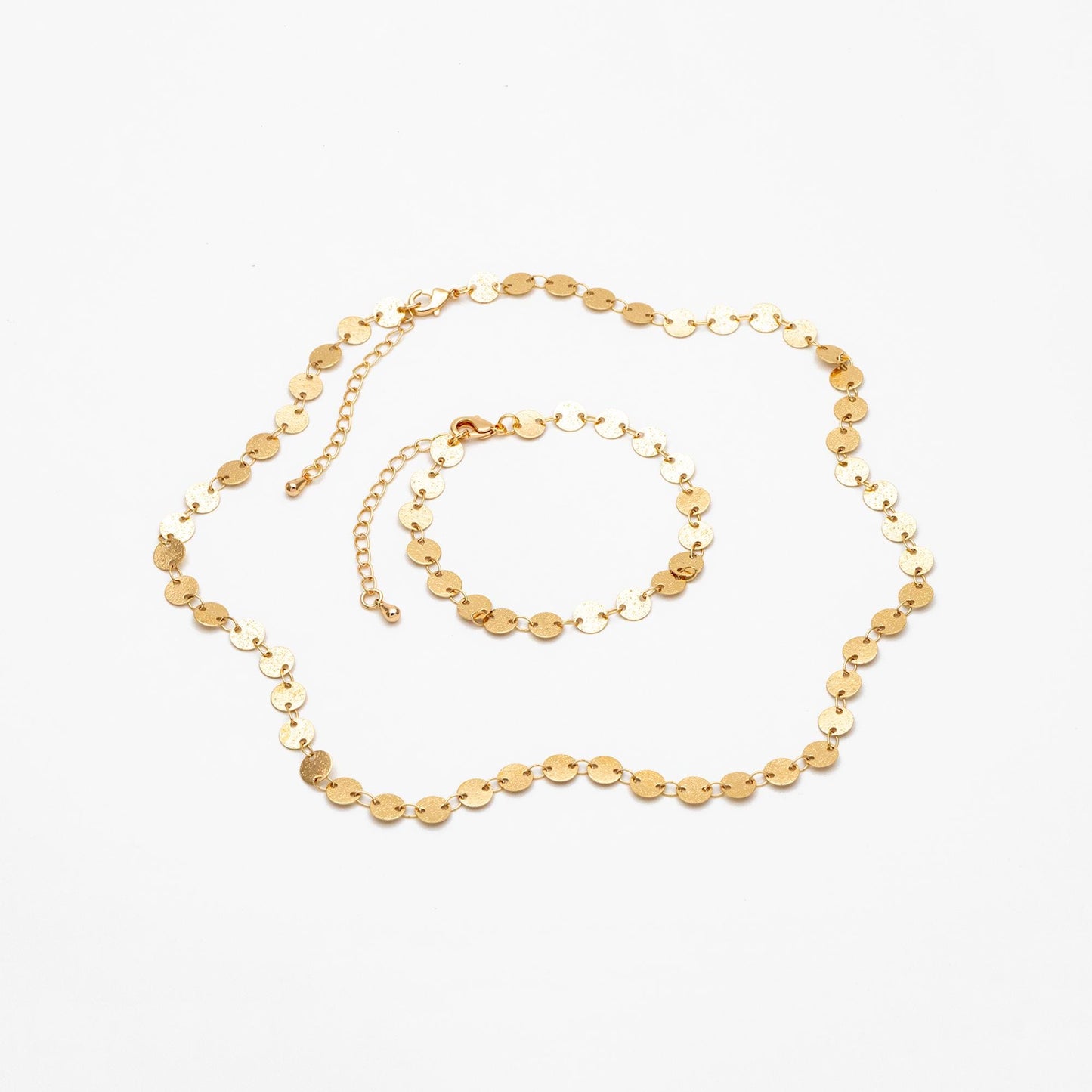 Gold Round Disc Chains 6mm, Finished Bracelet/ Anklet/ Necklace with Extender, Ready to Wear (#LK-318)