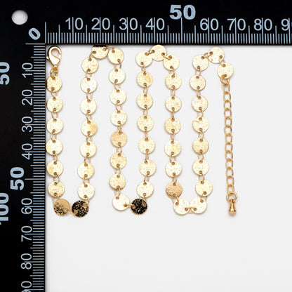 Gold Round Disc Chains 6mm, Finished Bracelet/ Anklet/ Necklace with Extender, Ready to Wear (#LK-318)