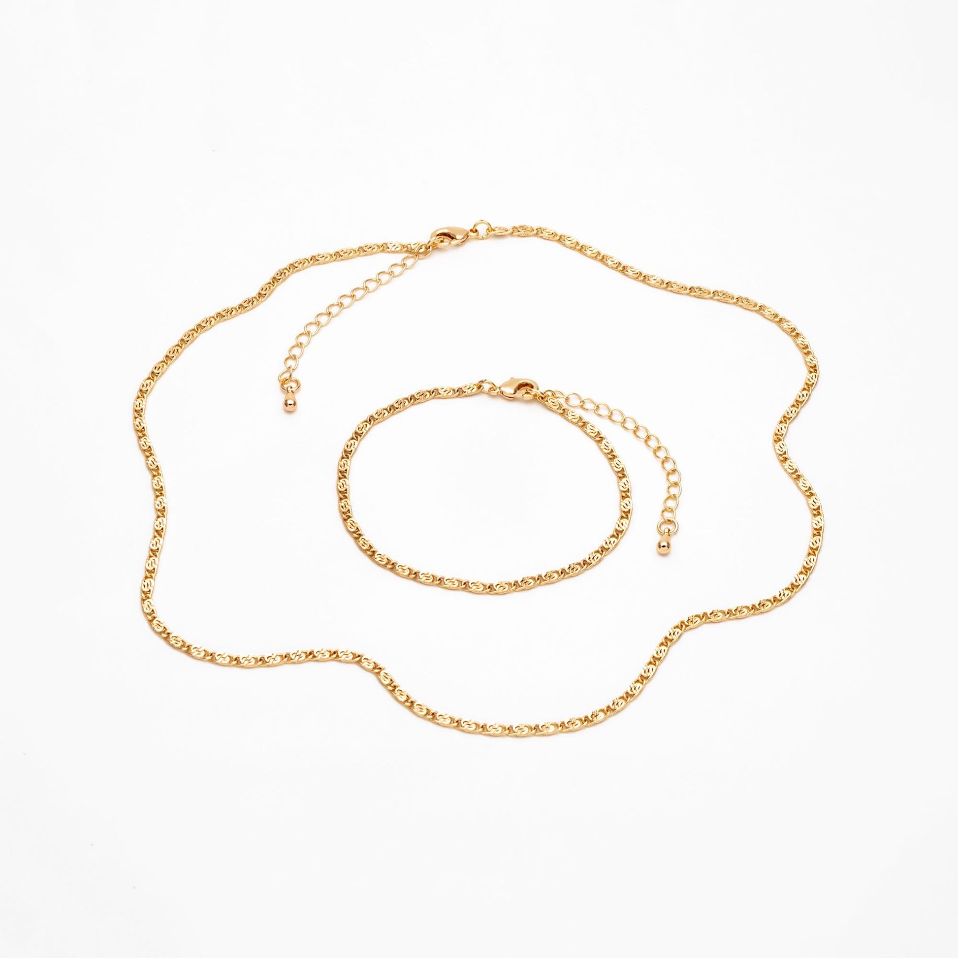 Gold plated Brass Floral Specialty Chain 2.5mm, Finished Bracelet/ Anklet/ Necklace with Extender Chain, Ready to Wear (#LK-326)