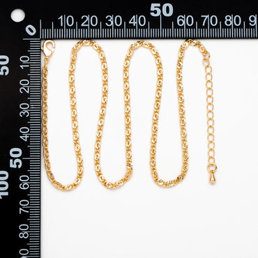 Gold plated Brass Floral Specialty Chain 2.5mm, Finished Bracelet/ Anklet/ Necklace with Extender Chain, Ready to Wear (#LK-326)