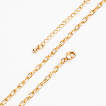 Gold/ Silver Oval Cable Chains 3mm, Finished Bracelet/ Anklet/ Necklace with Extender Chain, Ready to Wear (#LK-333-3)