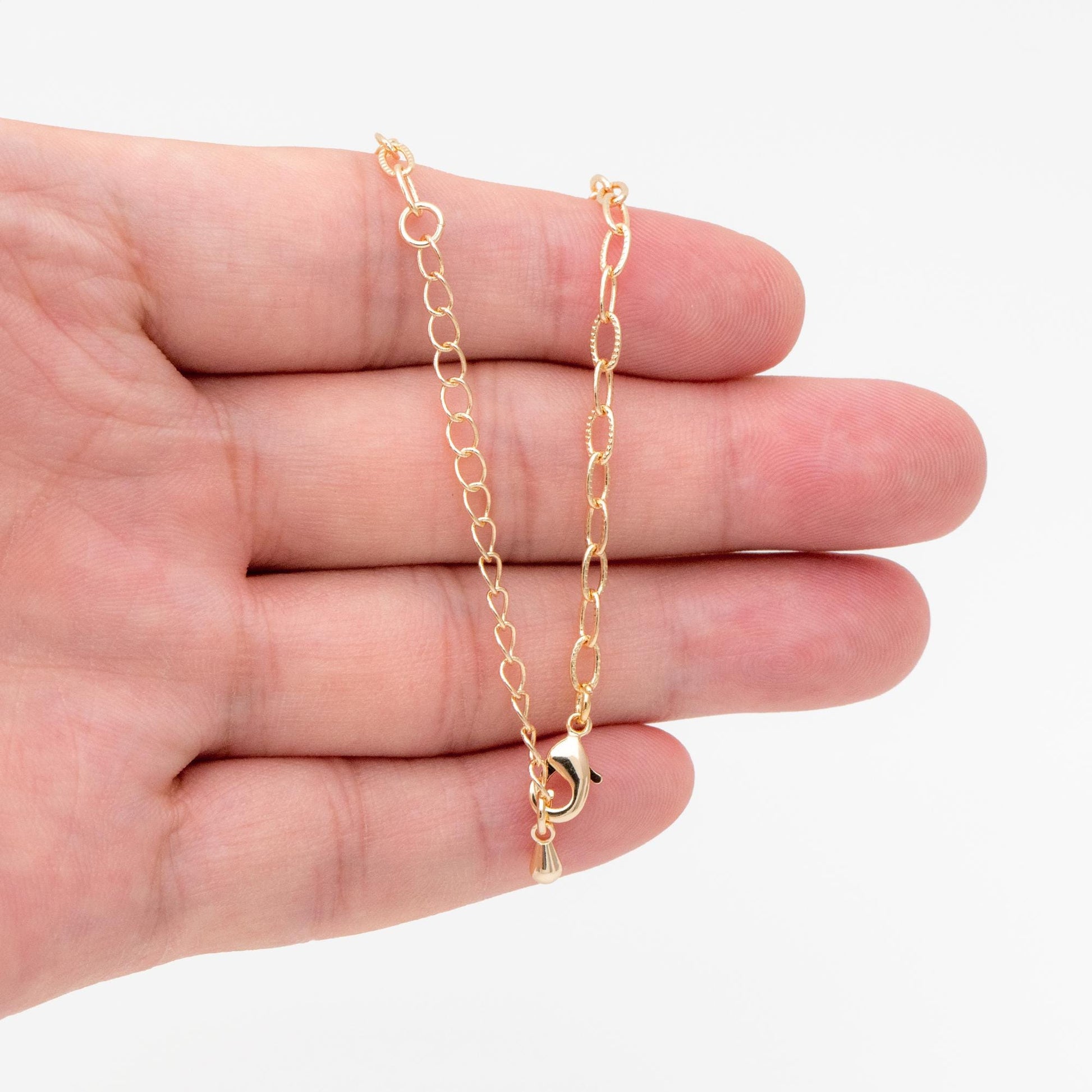 Gold/ Silver Oval Cable Chains 3mm, Finished Bracelet/ Anklet/ Necklace with Extender Chain, Ready to Wear (#LK-333-3)