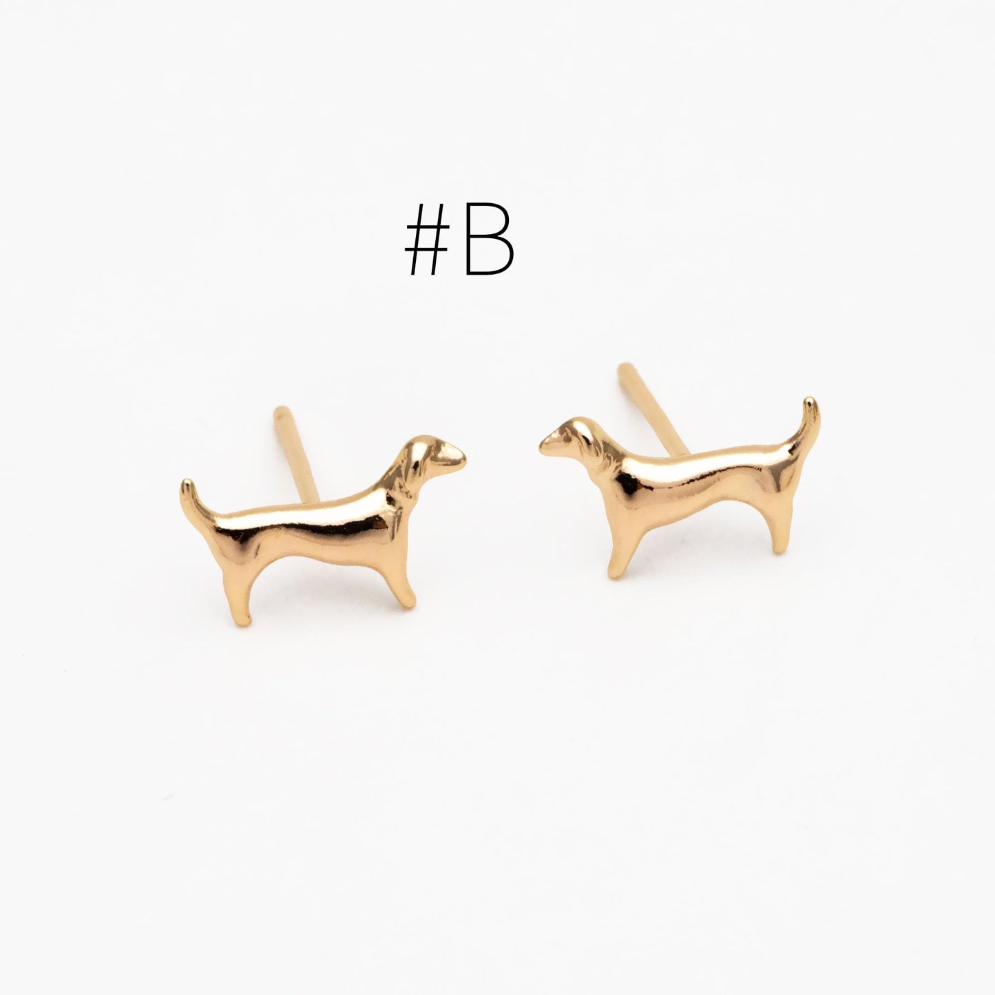 10pcs Gold Tiny Dog Earrings, Gold Plated Brass, Cute Animal Stud Earrings (GB-4598)