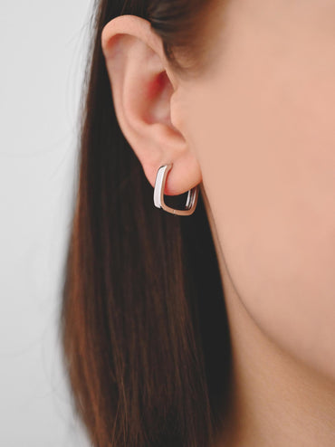 10pcs Gold/ Silver Square Huggie Earrings 15mm, 18K gold/ rhodium plated Brass, Minimalist Hoop Earring Components (GB-2870)