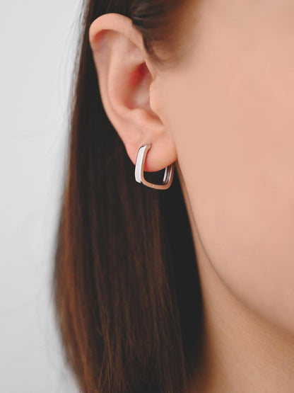 10pcs Gold/ Silver Square Huggie Earrings 15mm, 18K gold/ rhodium plated Brass, Minimalist Hoop Earring Components (GB-2870)
