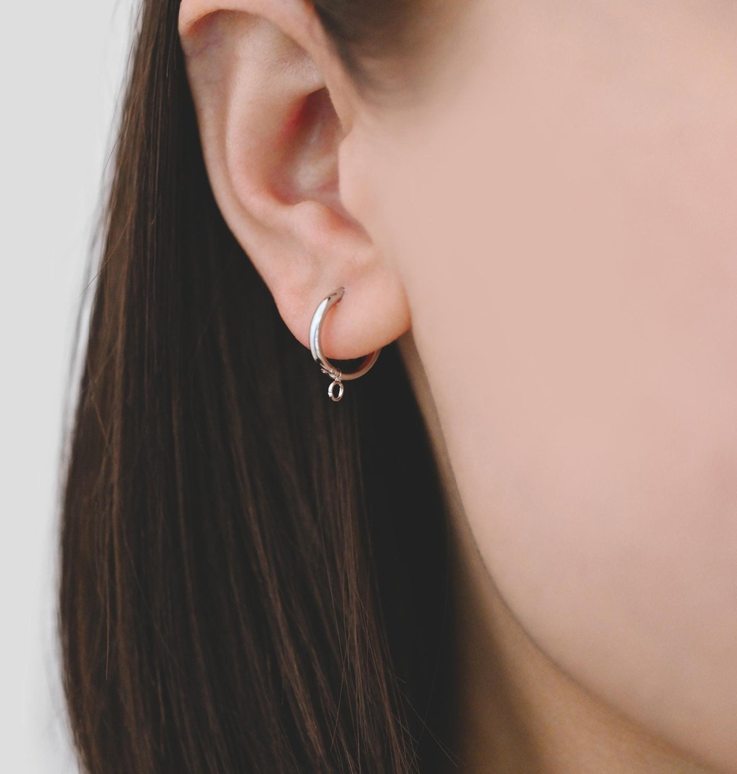 10pcs Huggie Hoop Earrings 14mm, Gold/ Rhodium/ Rose Gold plated over Stainless Steel, Minimalist Hoop Earrings with Loop (GB-2928)