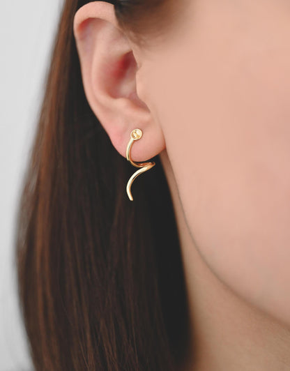 10pcs Gold Stud Earrings, Twist Ear Wire, Pearl Earring Mounts, Half Drilled Pearls Earring Settings (GB-2970)