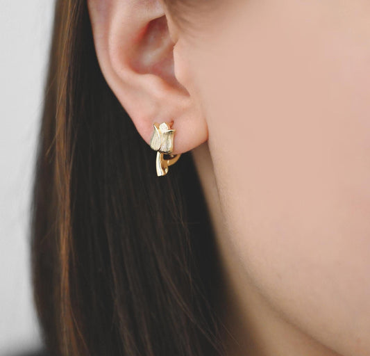 4pcs Gold Flower Click-in Style Leverback Earring, Gold Plated Brass Earring Findings (GB-3002-B)