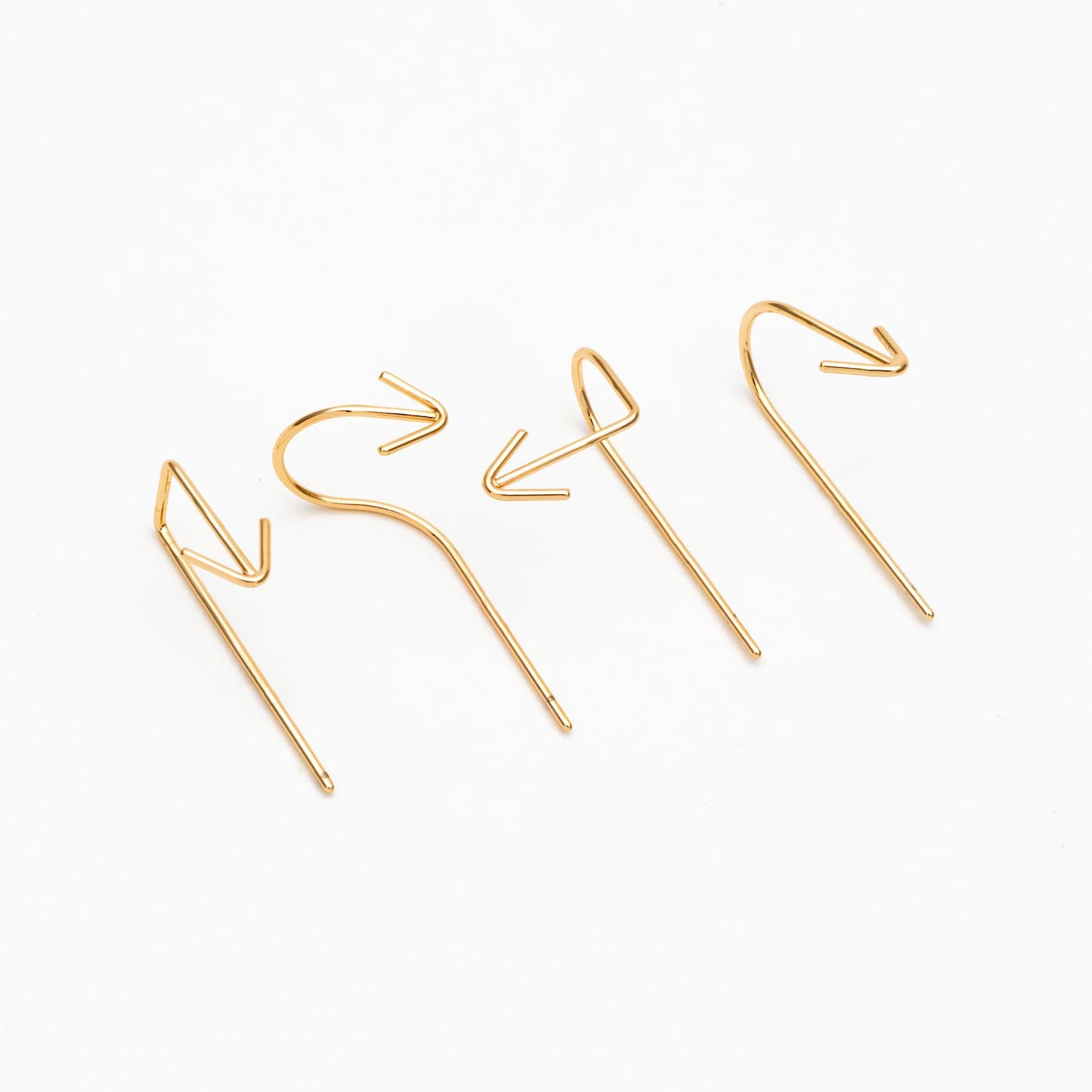 10pcs Gold Arrow Earring Hooks, 18K Gold Plated Brass, Simple Earwire Earrings (GB-4605)