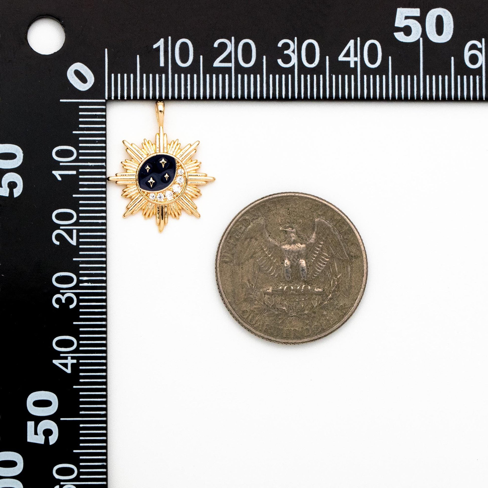 4pcs CZ Pave Enamel Gold Sun Moon and Star Charms, 18K Gold plated Brass, Jewelry Making, Diy Material, Jewelry Supplies (GB-2991-J)