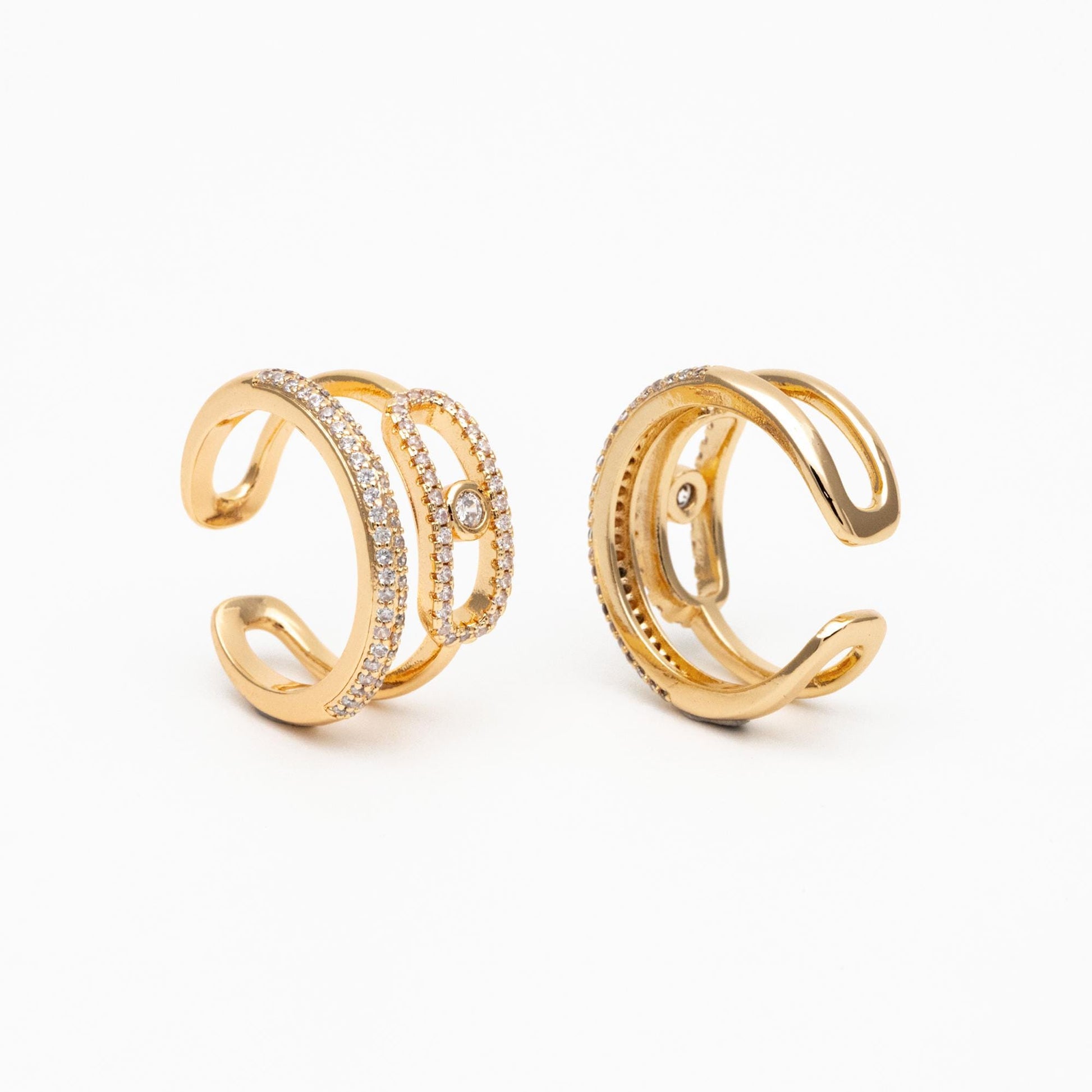 4pcs CZ Pave Double Band Circle Ring, Evil Eye Ring, Weeding Ring, Fashion Rings, Dainty Rings, Adjustable Ring (#GB-4612)