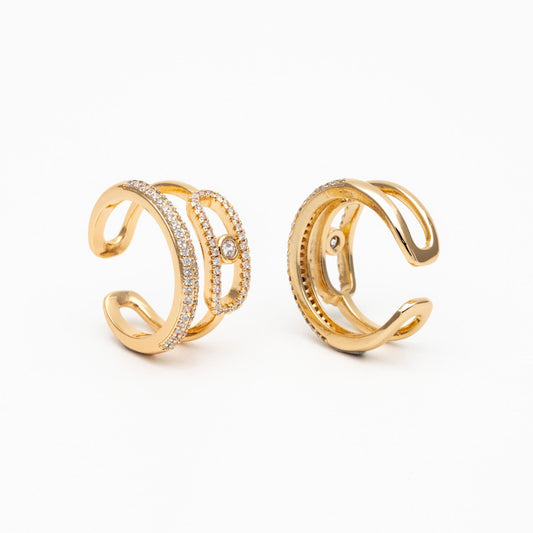 4pcs CZ Pave Double Band Circle Ring, Evil Eye Ring, Weeding Ring, Fashion Rings, Dainty Rings, Adjustable Ring (#GB-4612)