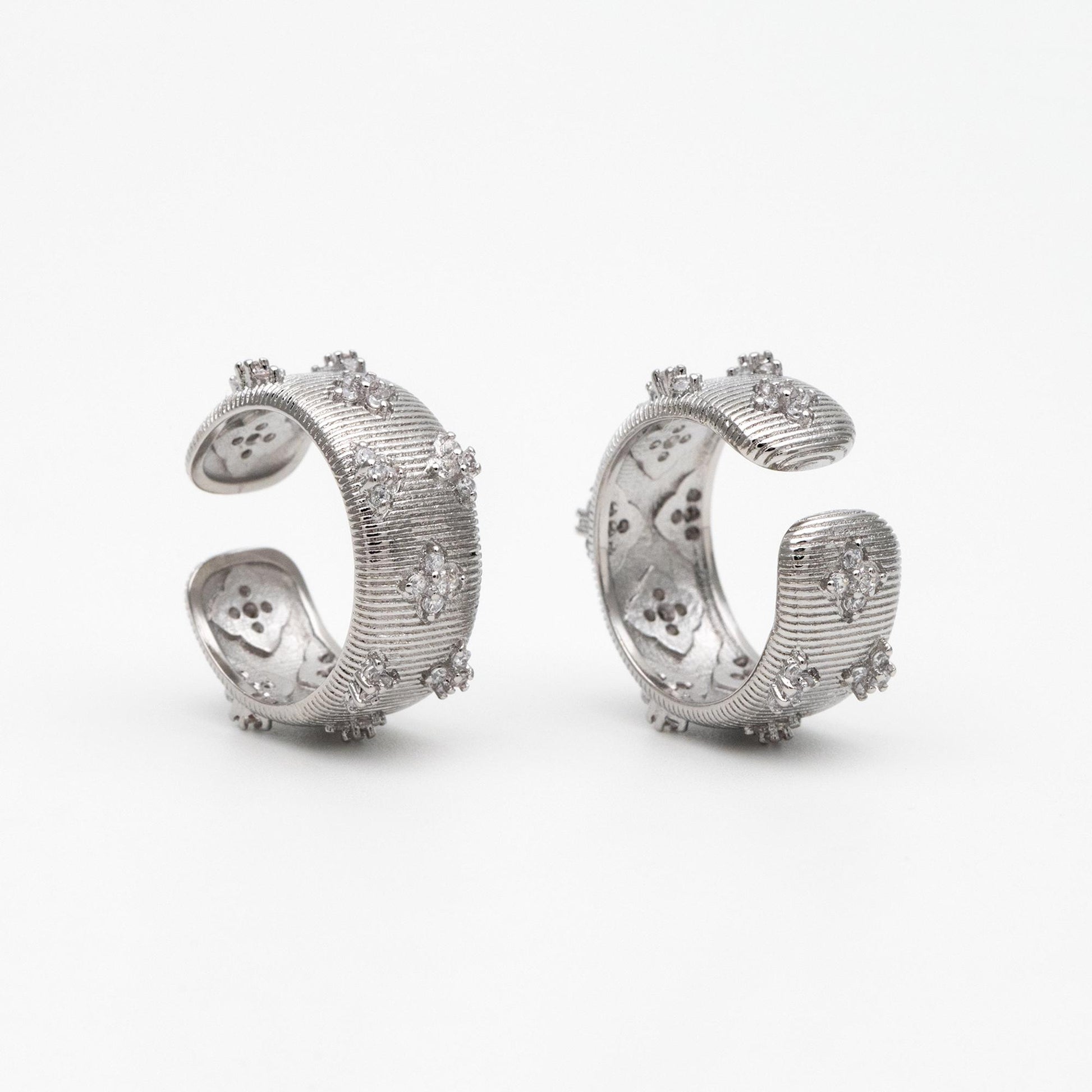 4pcs CZ Pave Gold/ Silver Tone Flower Finger Ring, Everyday Ring, Modern Style Ring, Fashion Rings, Dainty Rings (#GB-4611)