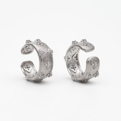 4pcs CZ Pave Gold/ Silver Tone Flower Finger Ring, Everyday Ring, Modern Style Ring, Fashion Rings, Dainty Rings (#GB-4611)