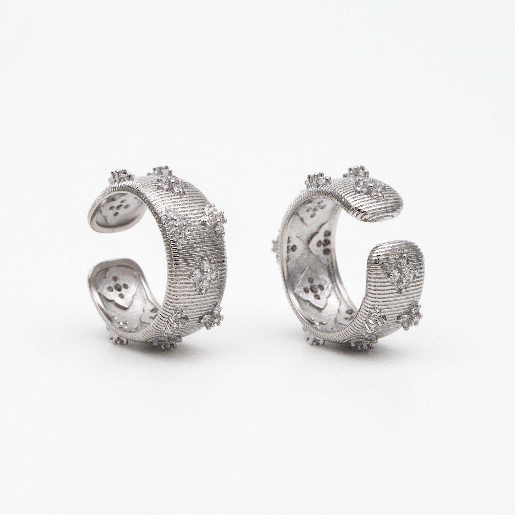 4pcs CZ Pave Gold/ Silver Tone Flower Finger Ring, Everyday Ring, Modern Style Ring, Fashion Rings, Dainty Rings (#JZ-060)