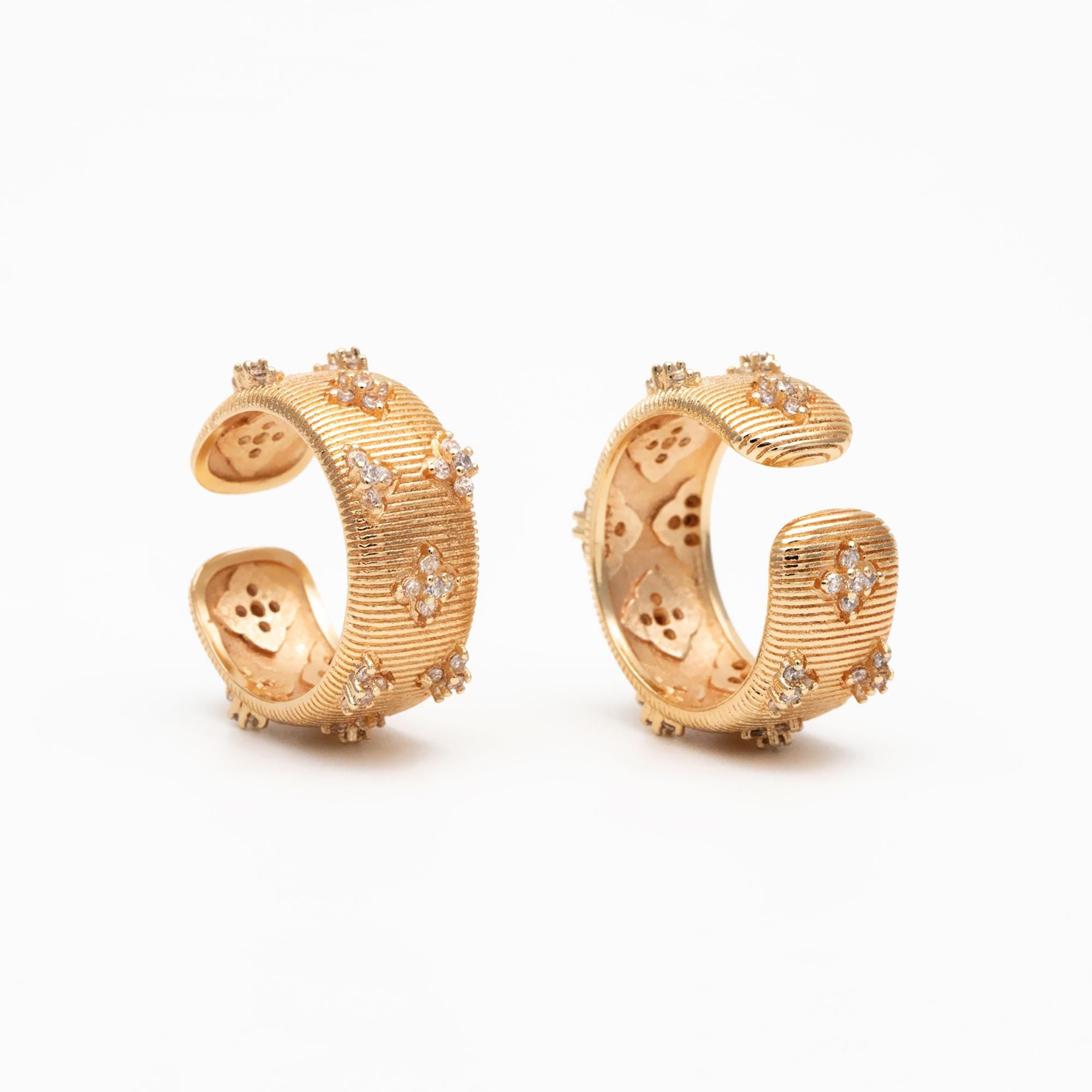 4pcs CZ Pave Gold/ Silver Tone Flower Finger Ring, Everyday Ring, Modern Style Ring, Fashion Rings, Dainty Rings (#GB-4611)