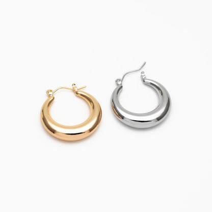 4pcs Gold/ Silver Tone U-Shaped Earrings, Real Gold/ Rhodium plated Brass, Minimalist Hoop Earrings (GB-4592)