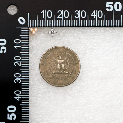 10pcs Faux Pearl Pave Gold/ Silver Tone Flower Earrings, Gold/ Rhodium Plated Brass Tiny Stud Earring (#GB-4593)