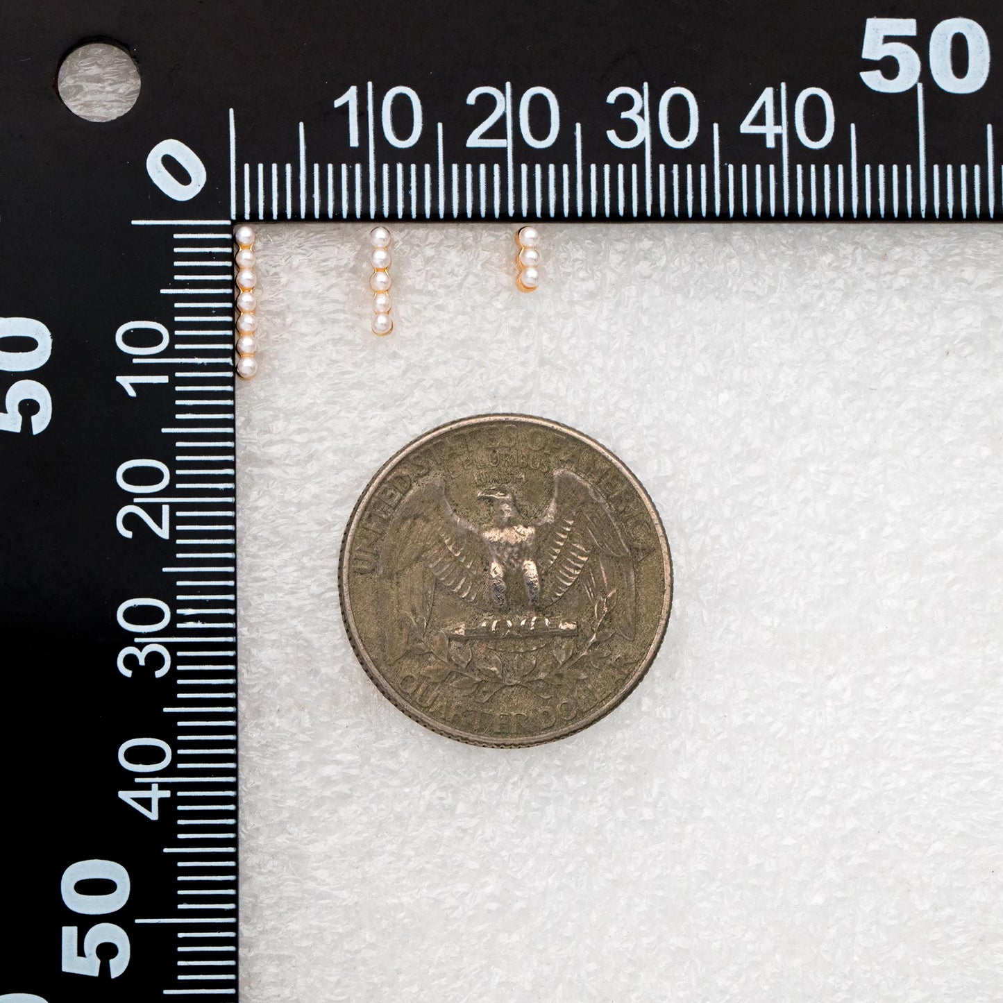 10pcs Faux Pearl Pave Gold Bar Earrings, Gold Plated Brass Tiny Pearl Stud Earring (#GB-4594)