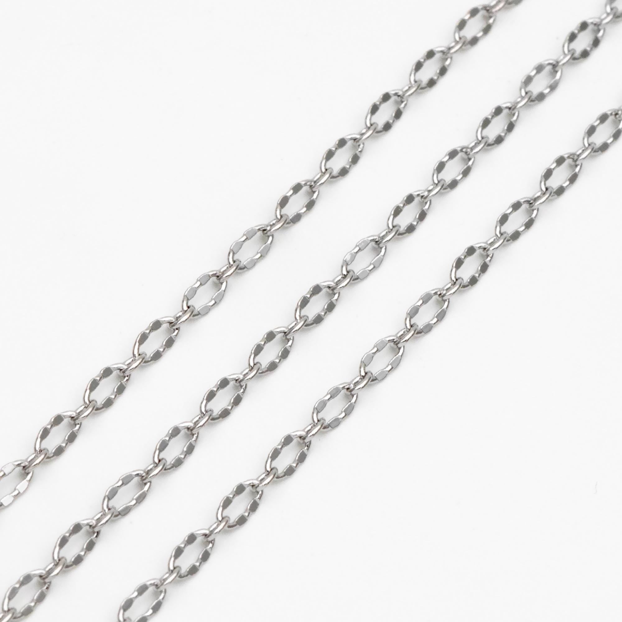 Gold/ Rhodium plated Brass Oval Cable Chains, Real Gold/ Silver Decorative Designer Chain 1.5/ 2/ 2.5mm (#LK-150)/ 1 Meter=3.3 ft