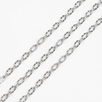 Gold/ Rhodium plated Brass Oval Cable Chains, Real Gold/ Silver Decorative Designer Chain 1.5/ 2/ 2.5mm (#LK-150)/ 1 Meter=3.3 ft