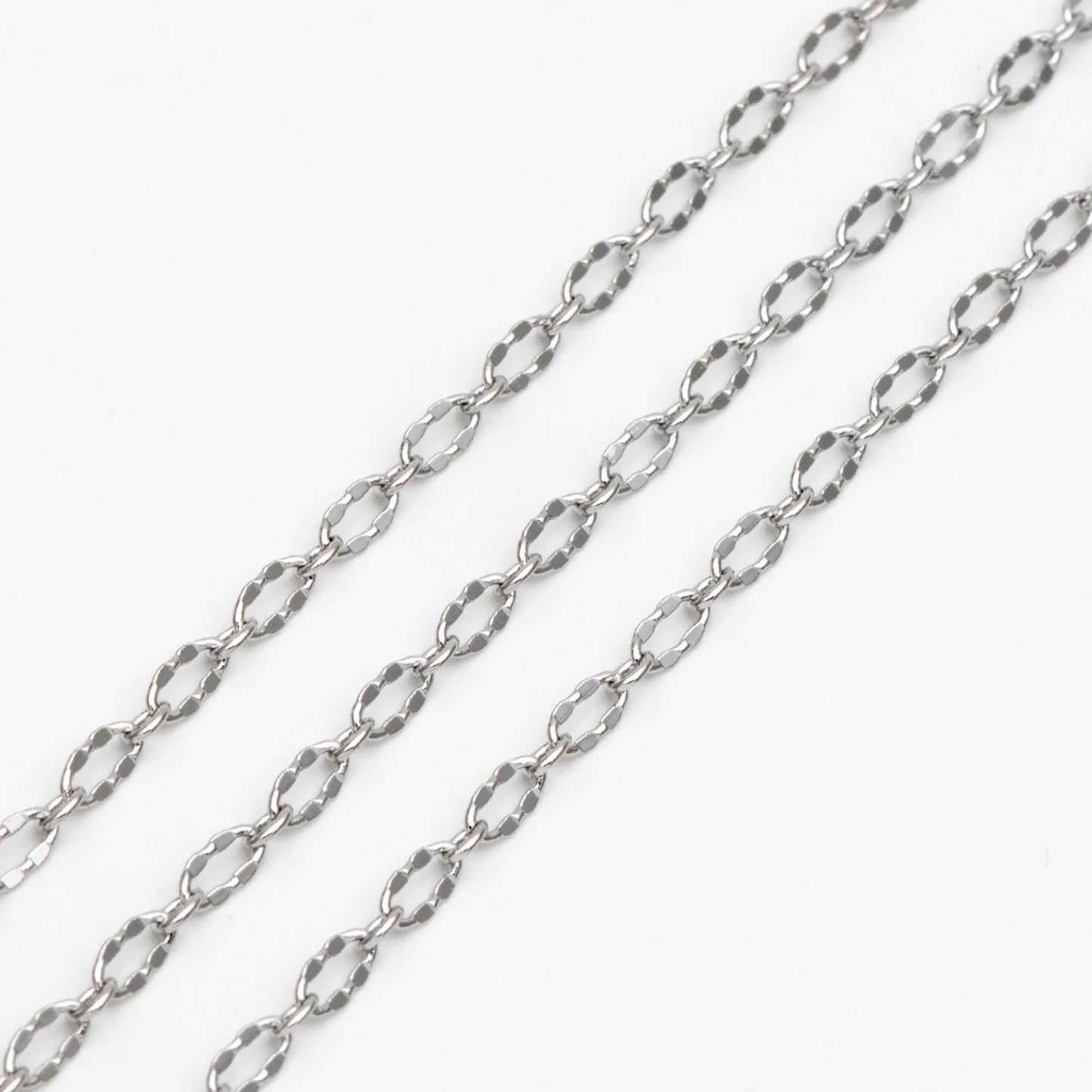 Gold/ Rhodium plated Brass Oval Cable Chains, Real Gold/ Silver Decorative Designer Chain 1.5/ 2.1/ 2.5mm (#LK-150)/ 1 Meter=3.3 ft