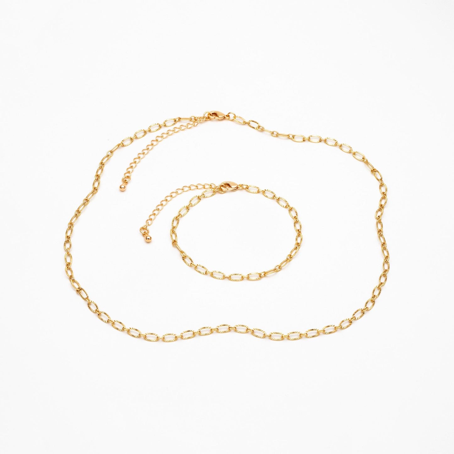 Gold Oval Cable Chains 2.5/ 3.4/ 4.8mm, Finished Bracelet/ Anklet/ Necklace with Extender Chain, Ready to Wear (#LK-289)