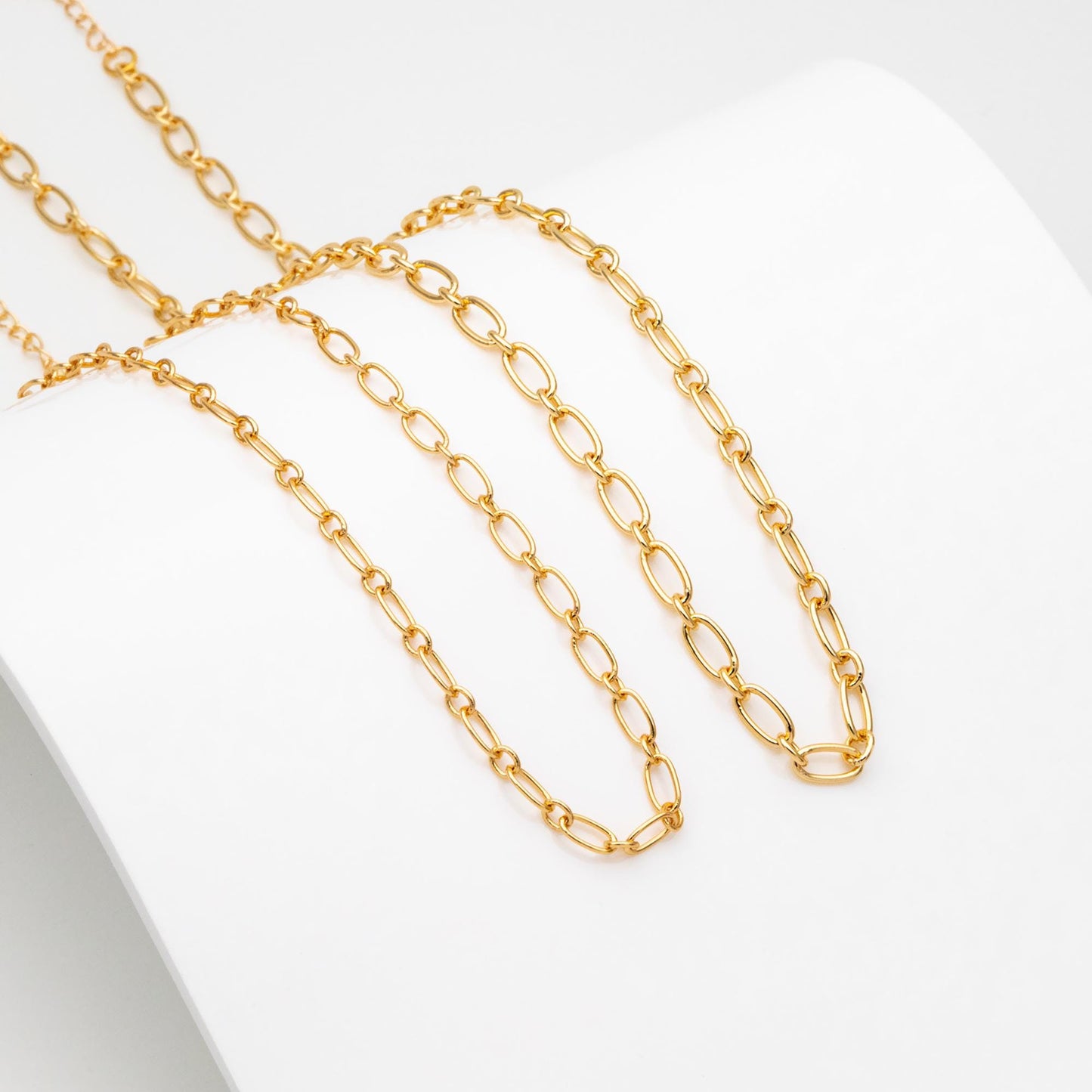 Dainty Gold/ Silver Oval Cable Chains 4/ 4.7mm, Finished Bracelet/ Anklet/ Necklace with Extender Chain, Ready to Wear (#LK-329)