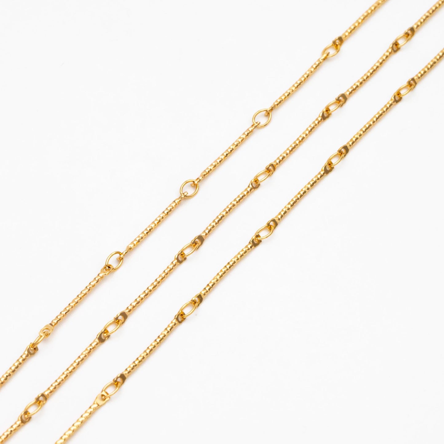 Gold/ Rhodium plated Brass Bar Chains, 15.5mm Stick Bar connector, Jewelry Craft Chain Wholesale (#LK-425)/ 1 Meter=3.3 ft