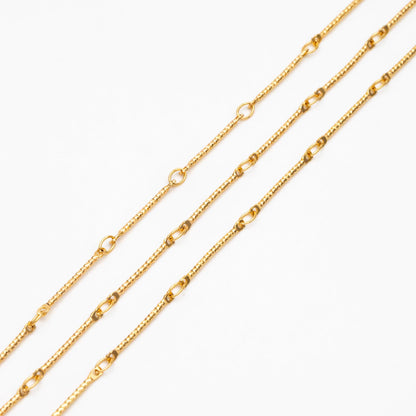 Gold/ Rhodium plated Brass Bar Chains, 15.5mm Stick Bar connector, Jewelry Craft Chain Wholesale (#LK-425)/ 1 Meter=3.3 ft