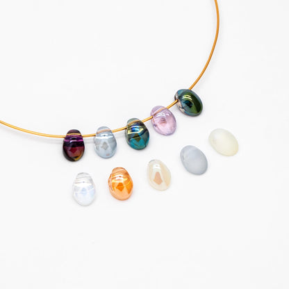 50 beads- Crystal Glass Leaf Beads, Unique Shaped Teardrop Beads, Multi Colors (#GM-033)