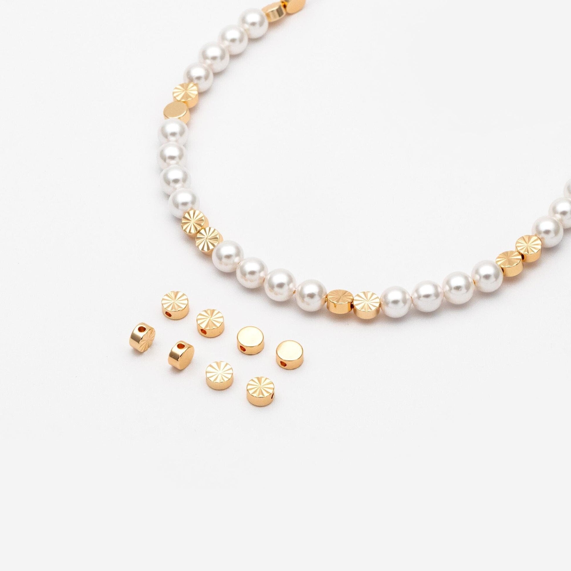 20pcs Gold Round Coin/ Heart/ Star/ Cross Spacer Beads , Real Gold plated Brass Spacer Beads (GB-1785)