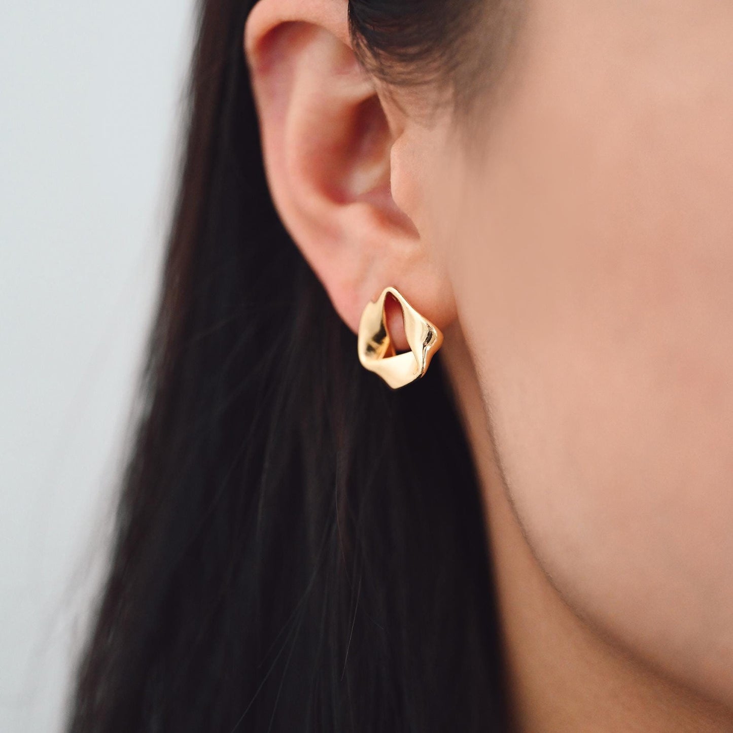 4pcs Gold Triangle Minimalist Earrings, Real Gold Plated Brass Geometric Earring Studs (GB-2208)