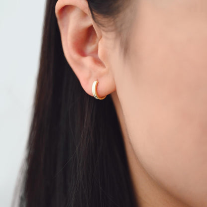4pcs Gold Enamel Circle Hoop Earrings, 18K Gold plated Brass, Minimalist Huggie Earrings (GB-3717-B)