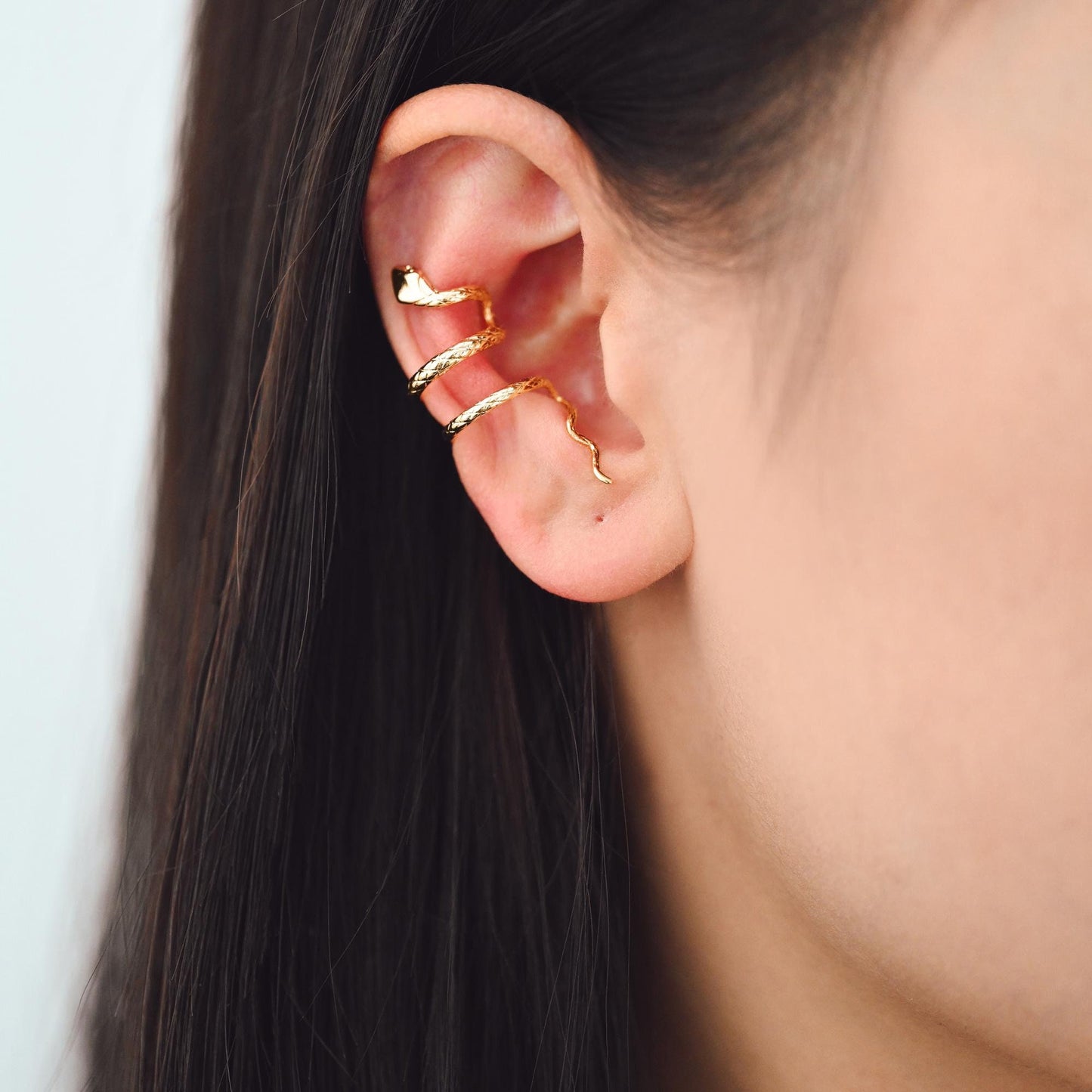 4pcs Gold Snake Ear Cuff, Non Pierced Ear Cuff, Dainty Earcuff Earring, Not mirrored in pairs (GB-4520)