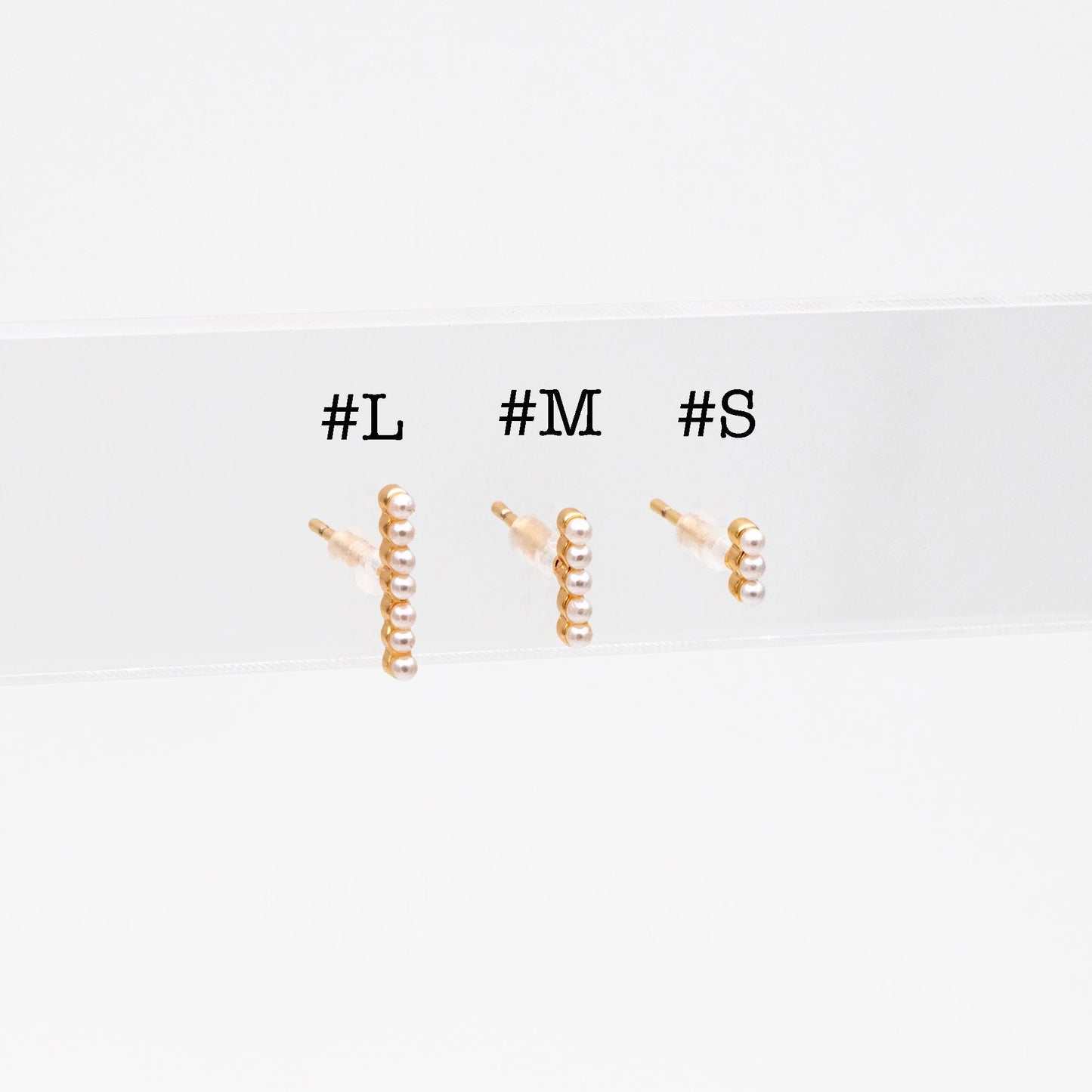 10pcs Faux Pearl Pave Gold Bar Earrings, Gold Plated Brass Tiny Pearl Stud Earring (#GB-4594)