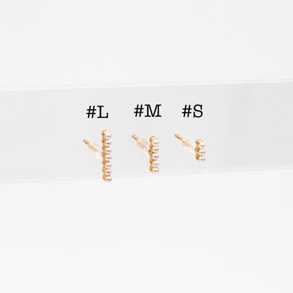 10pcs Faux Pearl Pave Gold Bar Earrings, Gold Plated Brass Tiny Pearl Stud Earring (#GB-4594)