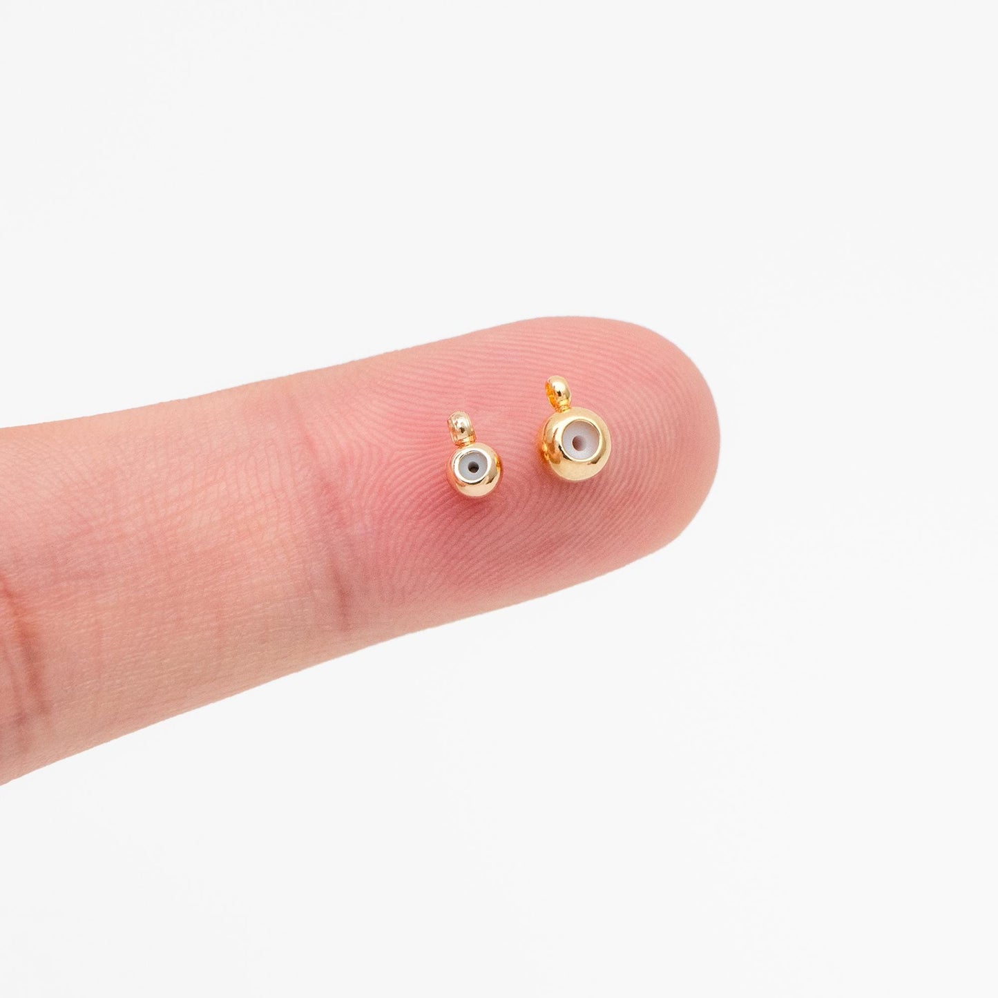 20pcs Rondelle Rubber Stopper Beads with Loop, 3mm/ 4mm, Gold plated Brass Charm Holder Connector (GB-345)